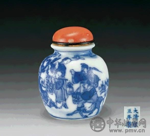 清 青花人物鼻烟壶