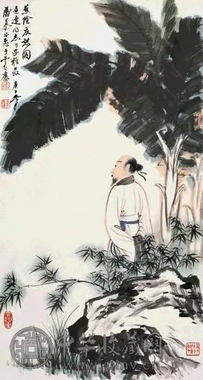 慕凌飞 1990年作 蕉荫夏憩 立轴 设色纸本