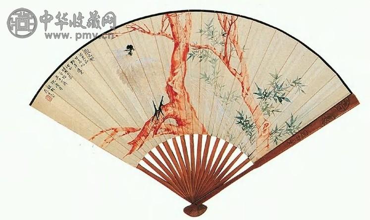 马公愚篆书、凤凰栖梧图成扇纸本设色收藏资讯|艺术家|书画家|书画名人
