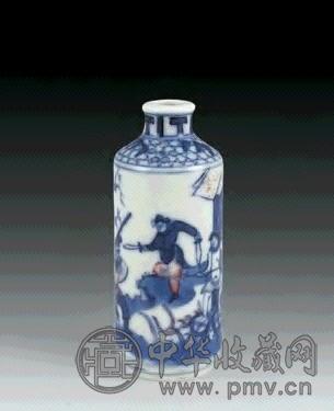 清 青花釉里红人物鼻烟壶