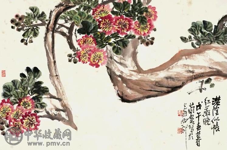 曹简楼 花卉 轴 设色纸本