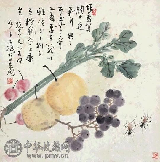 王雪涛 果蔬草虫 立轴 设色纸本