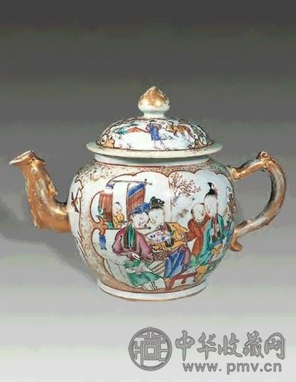清雍正 粉彩描金茶壶