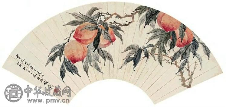 赵叔孺 1939年作 大寿延年 扇面 设色纸本