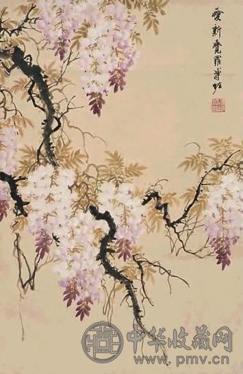 溥佐 紫藤 立轴 设色纸本