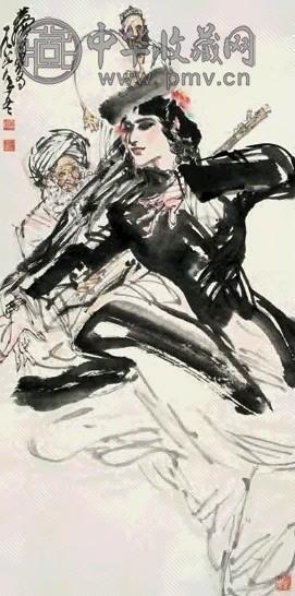 黄冑 人物 立轴 设色纸本