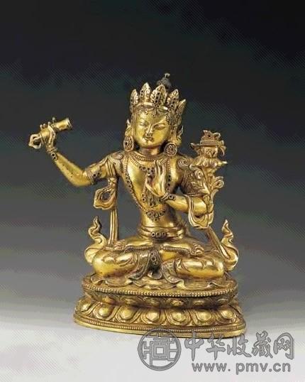 清 铜鎏金文殊菩萨像