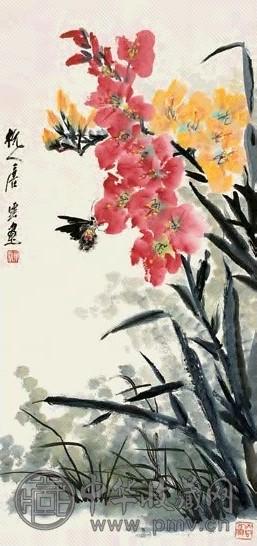 唐云 蝶恋花 立轴 设色纸本