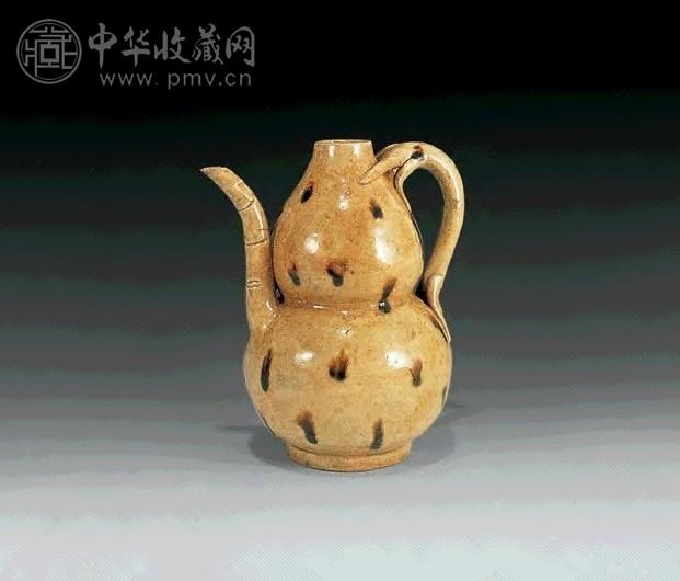 宋 青釉点彩葫芦形壶