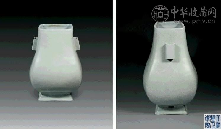 清雍正 仿宋官窑贯耳方壶