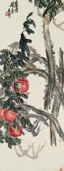 吴昌硕 寿桃 立轴