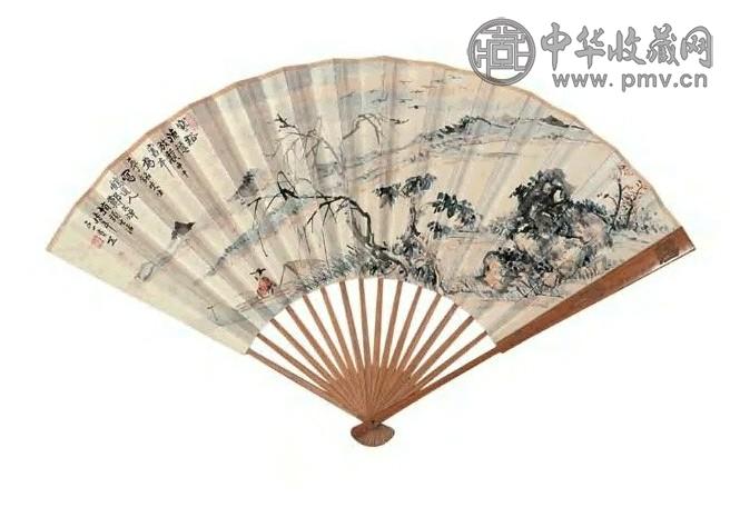 郑文焯 寒溪渔隐 书法 扇面 设色纸本