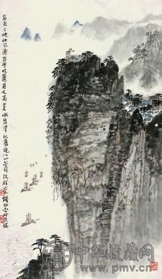 钱松喦 三峡飞舟 镜心 设色纸本