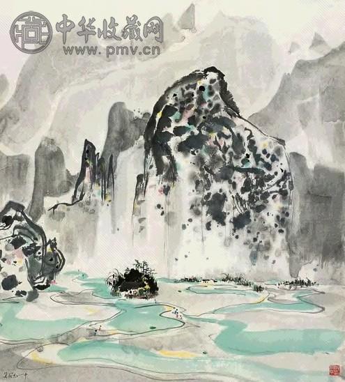 吴冠中 水乡 镜心 设色纸本