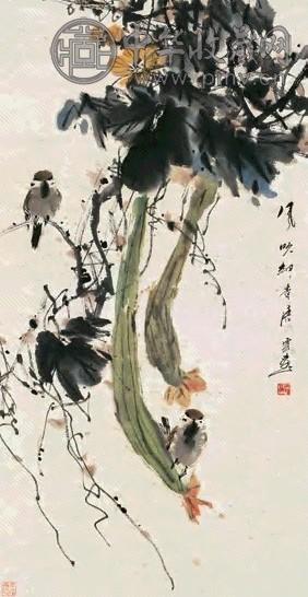 唐云 风吹细细香 立轴 设色纸本