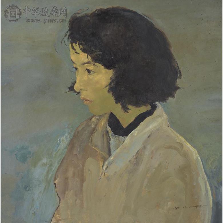 毛焰 1991年作 女朋友 油画画布