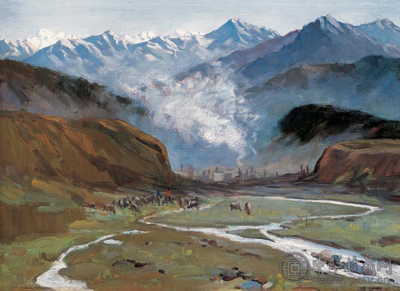程宗敏 山野 布面 油画