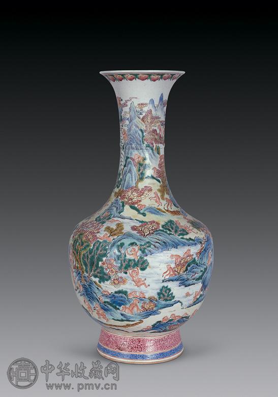 清光绪 粉彩百猴图赏瓶