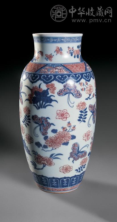 民国 青花釉里红灯笼瓶