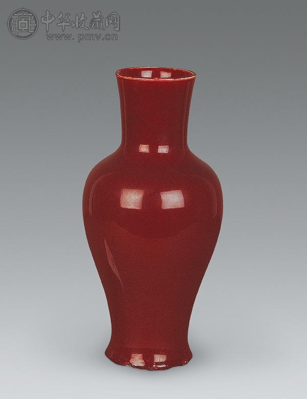 清 红釉观音瓶