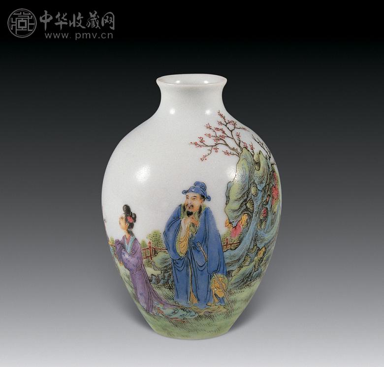 民国 粉彩人物小瓶