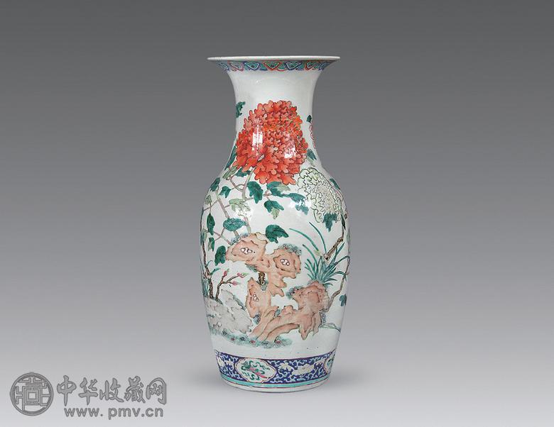 清光绪 粉彩富贵牡丹图瓶