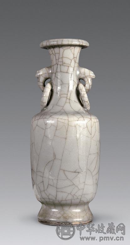 清乾隆 仿官釉双耳瓶