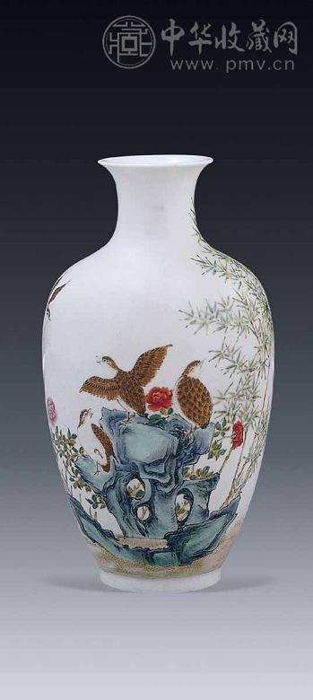 民国 粉彩花鸟小瓶