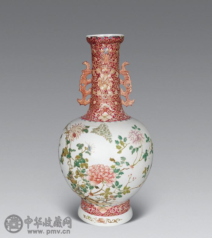 民国 粉彩花卉双耳瓶