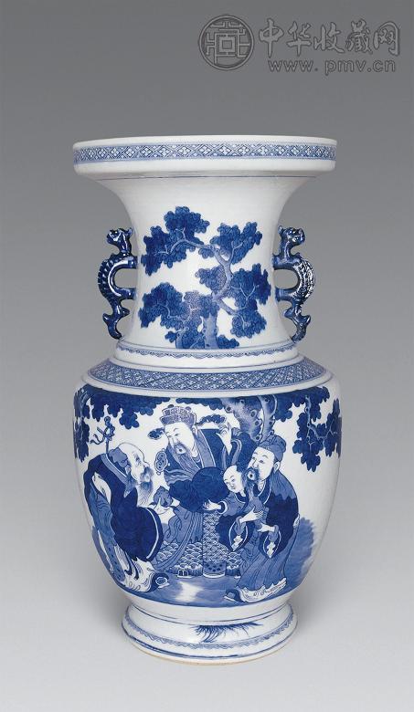 清中期 青花三星双耳瓶