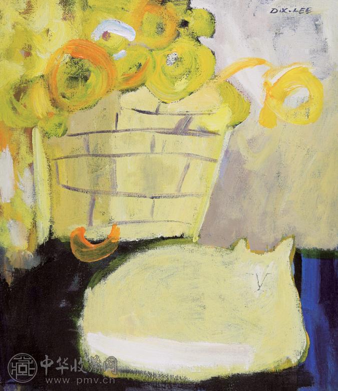 李东霞 猫系列一 布面 油画