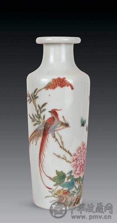 民国 粉彩花鸟纹洗口瓶