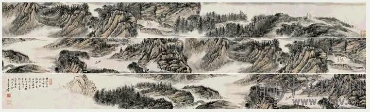 张大千 山水 手卷 设色纸本