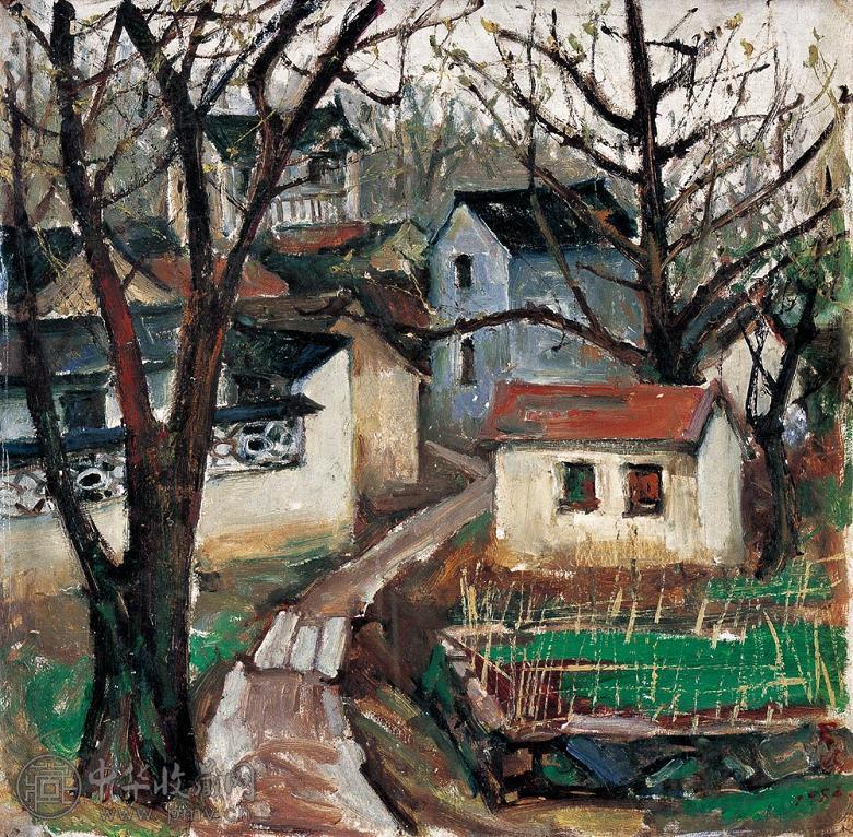 苏天赐 1992年作 村道 布面油画