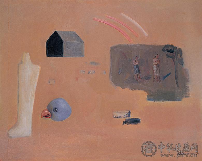 吴维佳 2000年作 看山水系列Ⅱ 布面油画