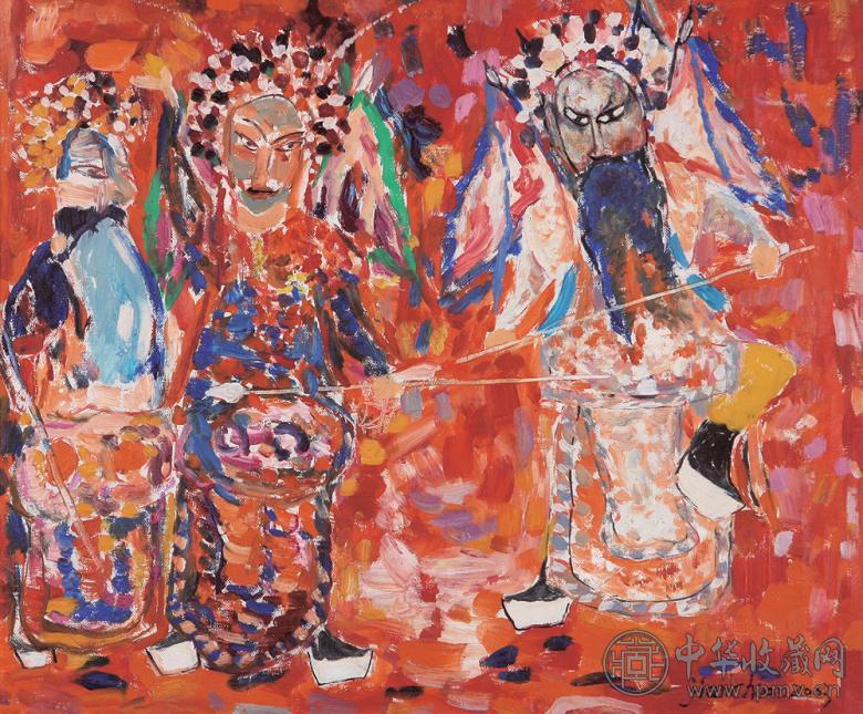 秦剑川 戏剧脸谱 布面 油画