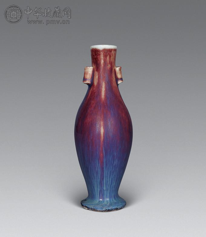 清 窑变釉贯耳小瓶