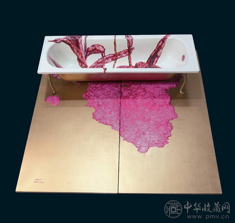 蔡锦 1998-2006年作 美人蕉-161 塘瓷浴缸 油画颜料 合成木板 蜡 钢