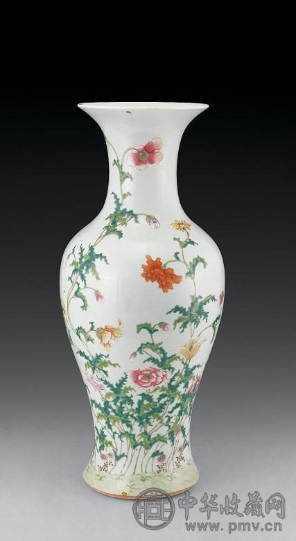 清 粉彩花卉纹观音瓶