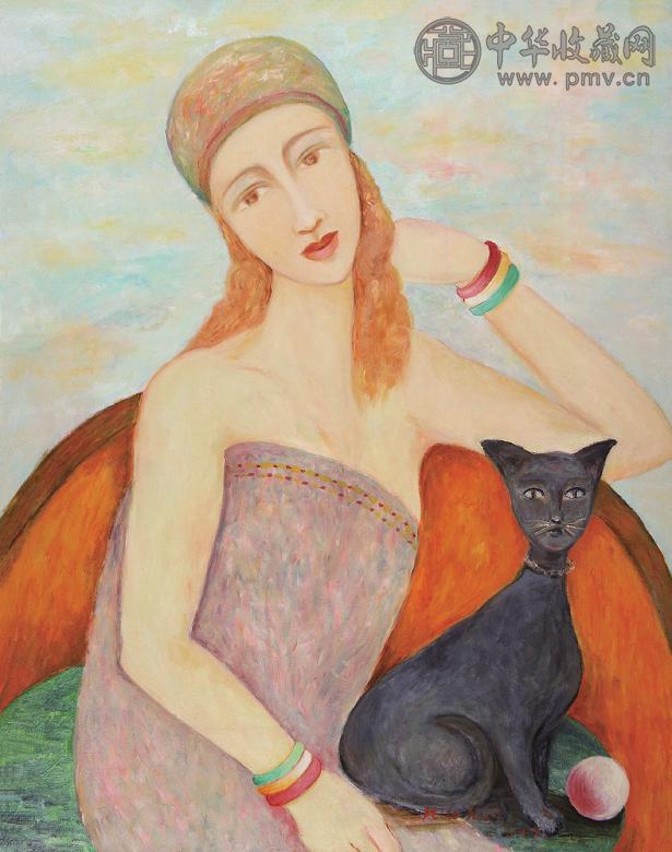 陈活活 猫 布面 油画