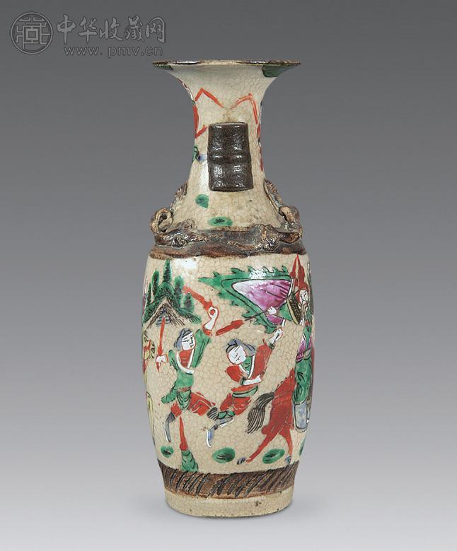 民国 粉彩蟠螭人物瓶