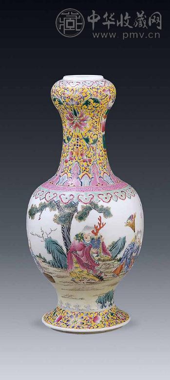 民国粉彩人物蒜头瓶收藏资讯|艺术家|书画家|书画名人|书法家-中华收藏网