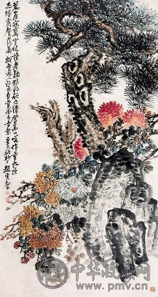 赵云壑 花鸟 立轴 设色纸本