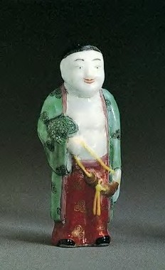 道光 五彩刘海戏金蟾人物鼻烟壶