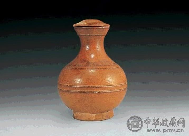 汉 黄釉弦纹壶