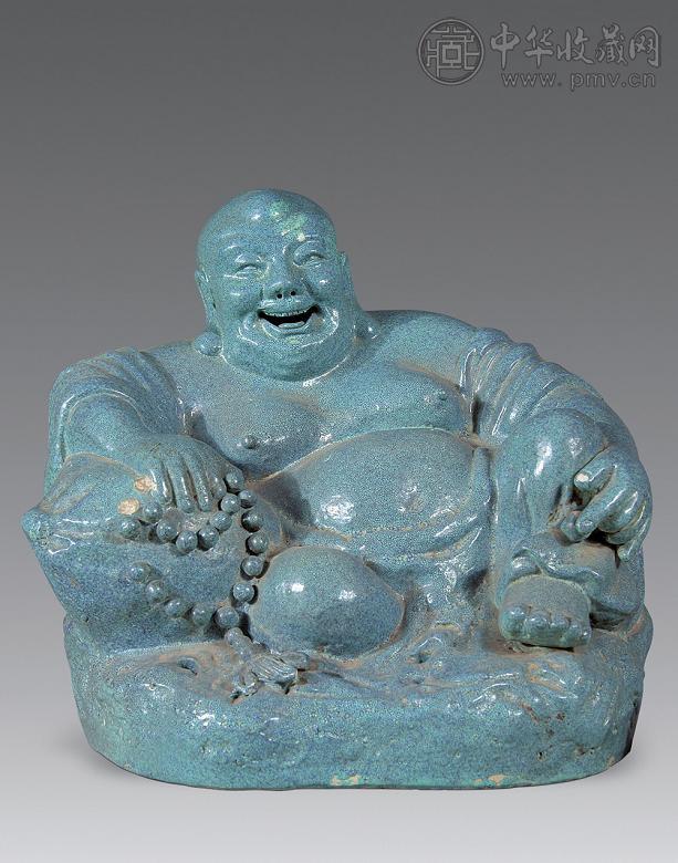清 炉钧釉弥勒坐像
