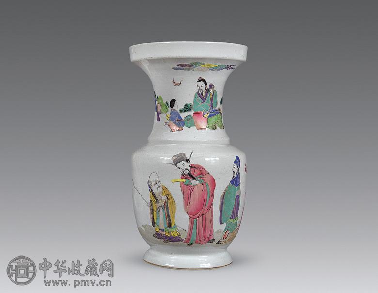 清 粉彩八仙人物盘口瓶