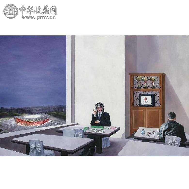 他们(赖圣予 杨小钢) 2005年作 鸟巢 油画画布