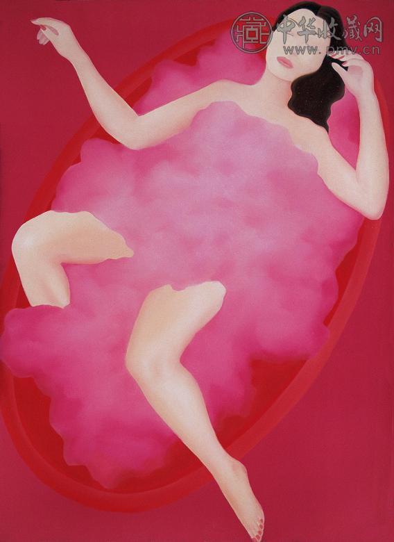 杨帆 2001年作 红色泡沫之6 布面油画