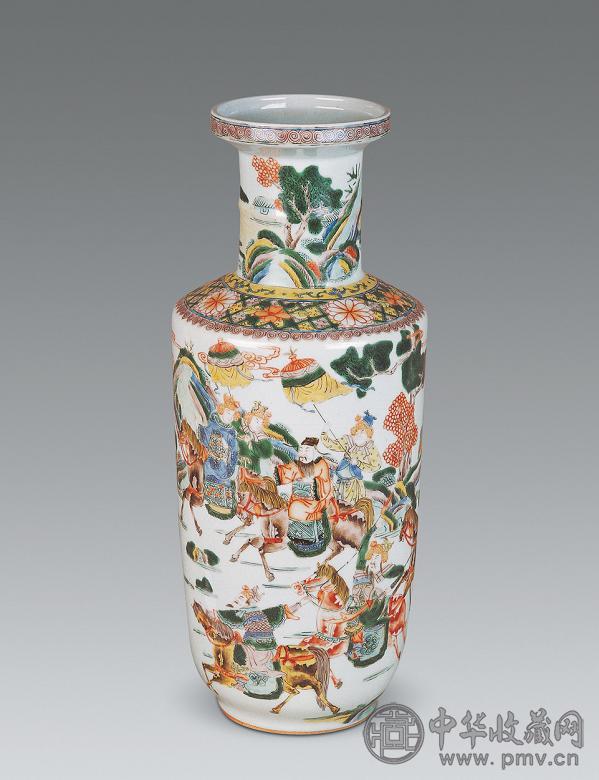 清 粉彩人物棒槌瓶